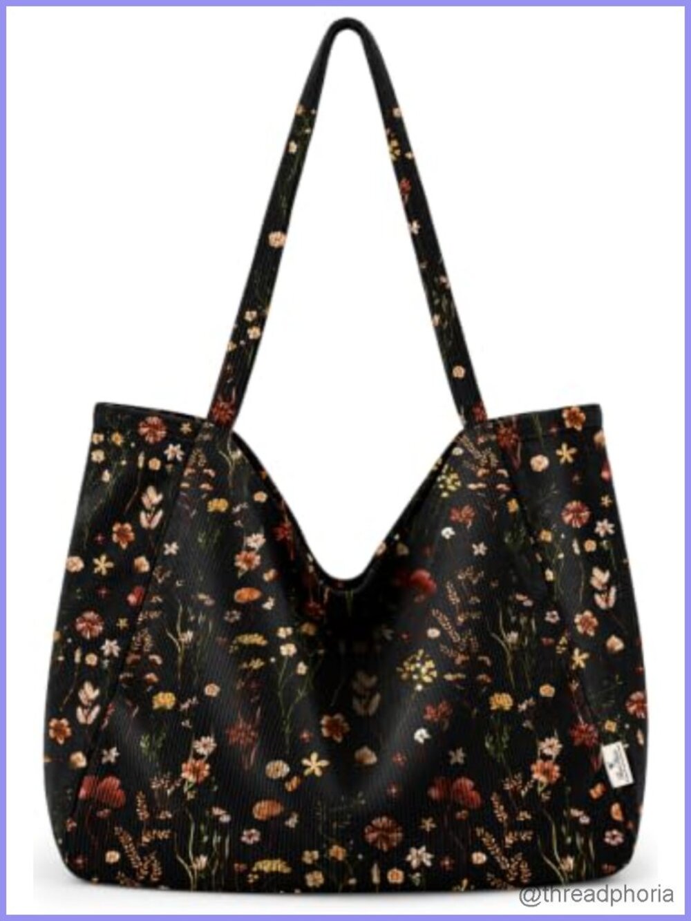Large Corduroy Hobo Bag for Women - Bohemian Slouchy Shoulder Tote for Work - Picture 1 of 6